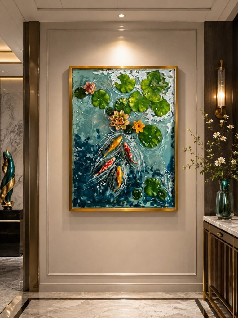 Lotus & Koi artwork detail